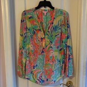 Lilly Pulitzer Long Sleeve Silk BlouseTop Sz M
